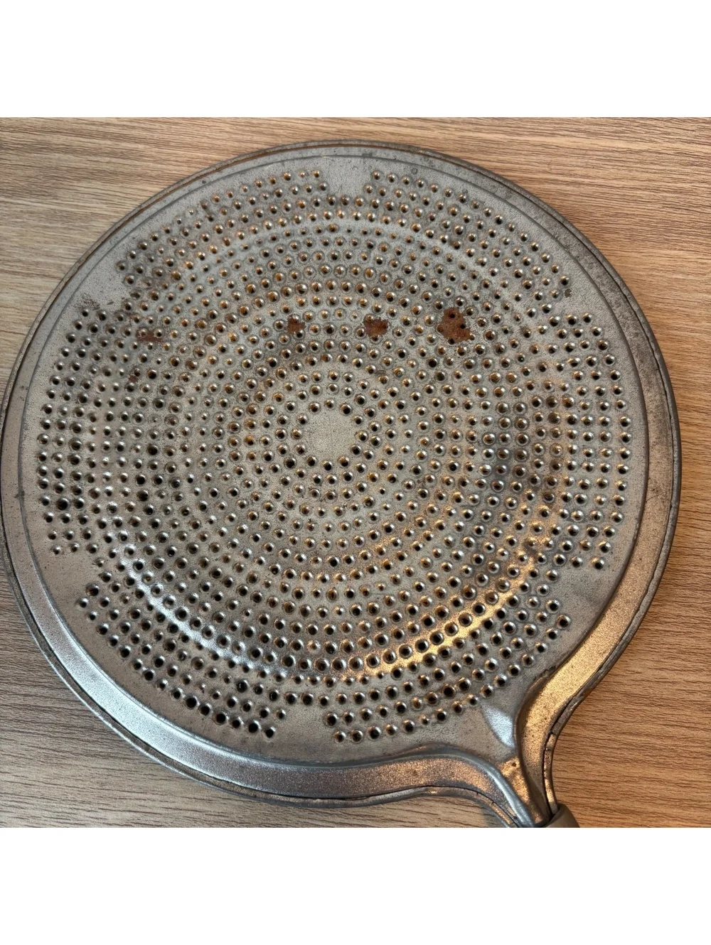 Vintage Metal Flame Heat Diffuser Simmer Plate Wooden Handle Stovetop Kitchen